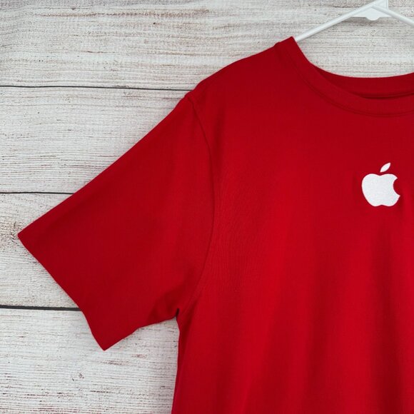 Apple Employee Knit Short Sleeve T-Shirt Men's Size Medium Red - Picture 5 of 14